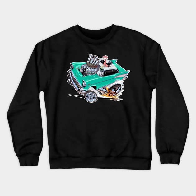 REVVIN 57 Chevy AQUA Crewneck Sweatshirt by vincecrain